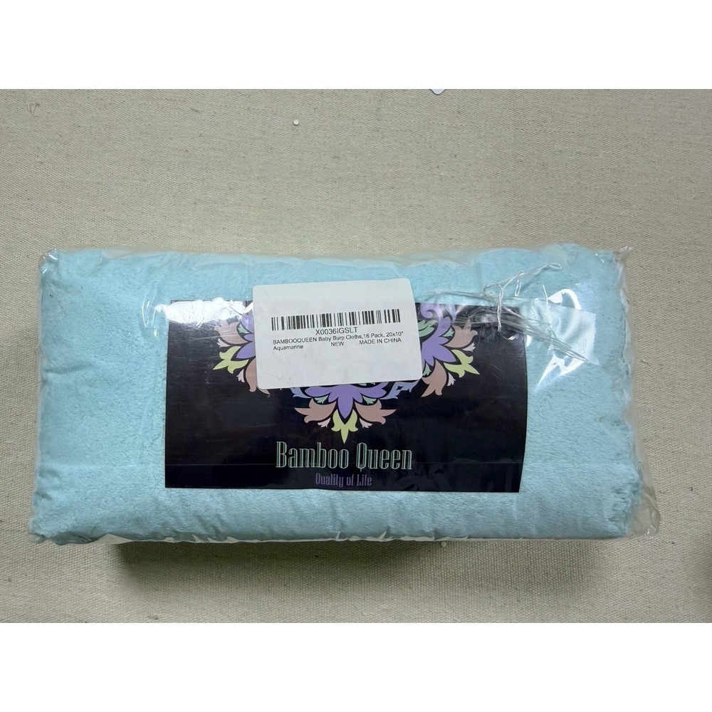 Bamboo Queen Baby Burp Cloths 16 Pack Aquamarine 20x10 New NIP